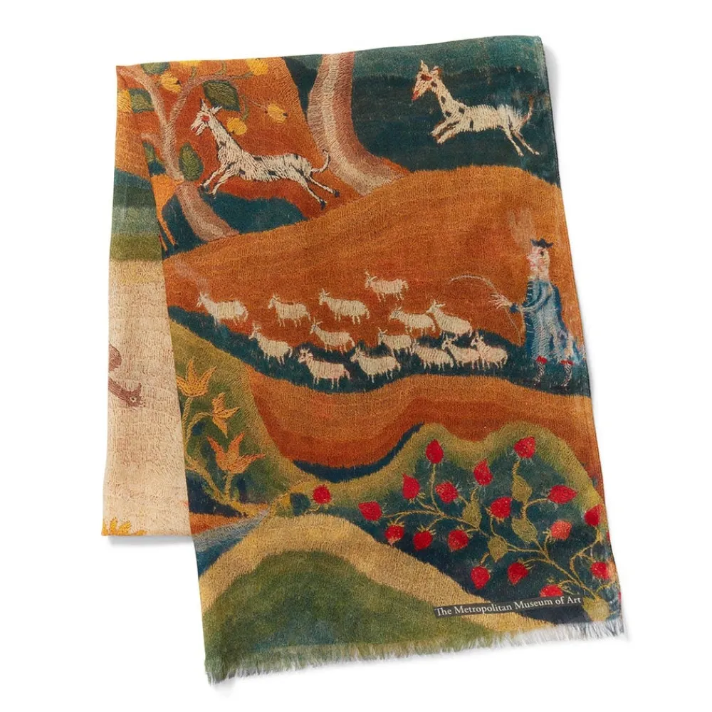 American Folk Art Landscape Oblong Scarf*The Met Store Best Sale
