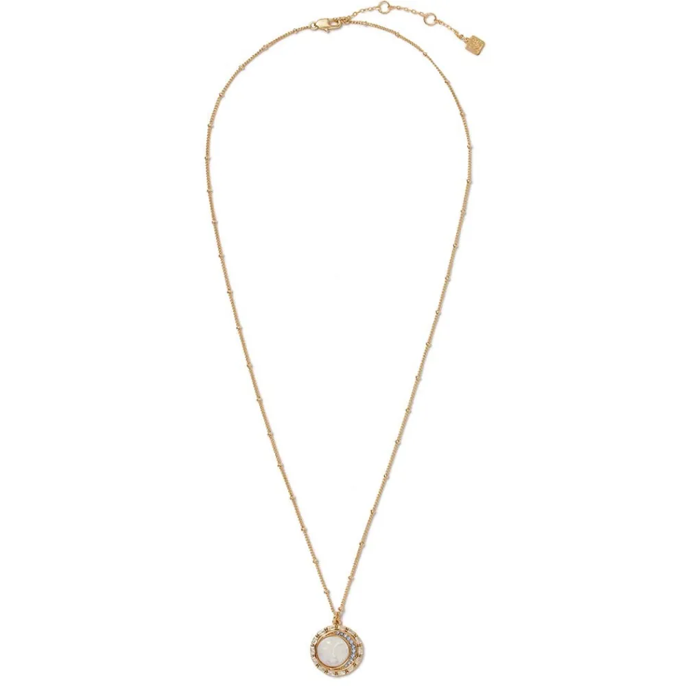 Celestial Symbols Carved Mother-of-Pearl Pendant Necklace*The Met Store Online