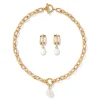 Cypriot Twist Pearl Chain Pendant Necklace and Triple-Hoop Earrings Set*The Met Store Sale