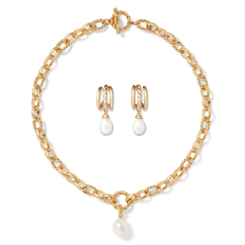 Cypriot Twist Pearl Chain Pendant Necklace and Triple-Hoop Earrings Set*The Met Store Sale
