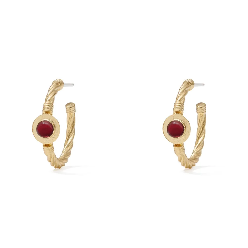 Garnet Cabochon Twisted Hoop Earrings*The Met Store Flash Sale