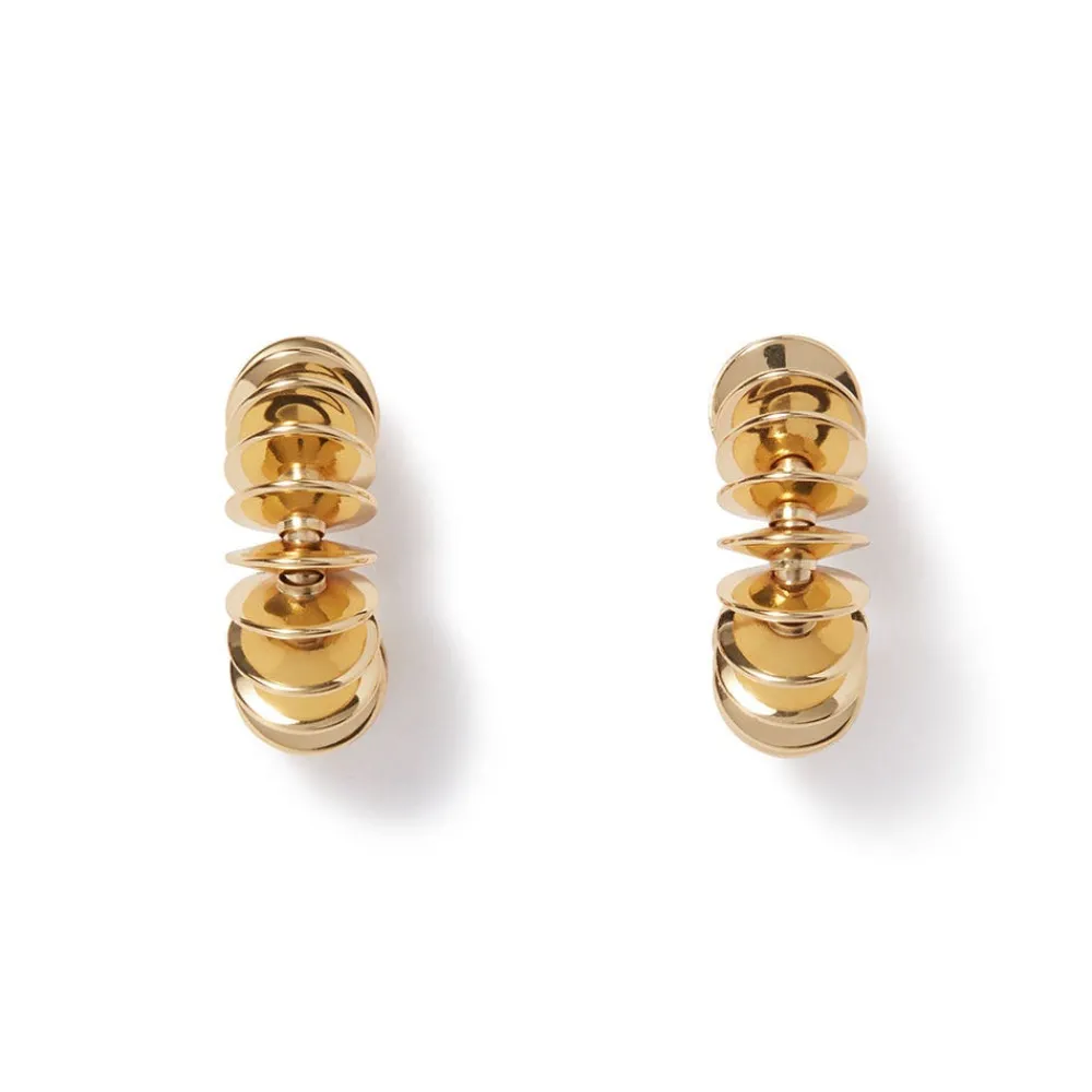 Golden Disc Huggie Earrings*The Met Store Cheap