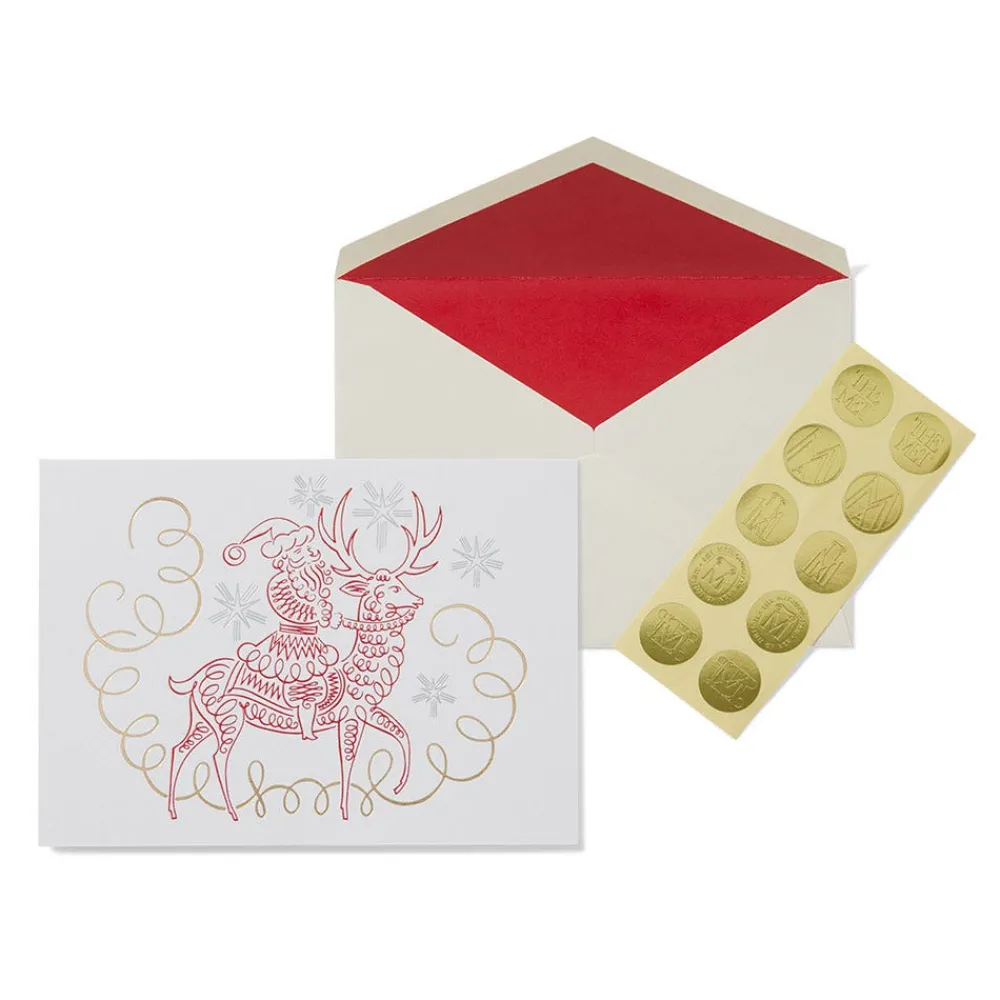 Gordon: Santa Riding Reindeer Fine Holiday Cards*The Met Store Cheap