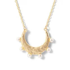 Hammered Crescent Pearl Pendant Necklace*The Met Store Store