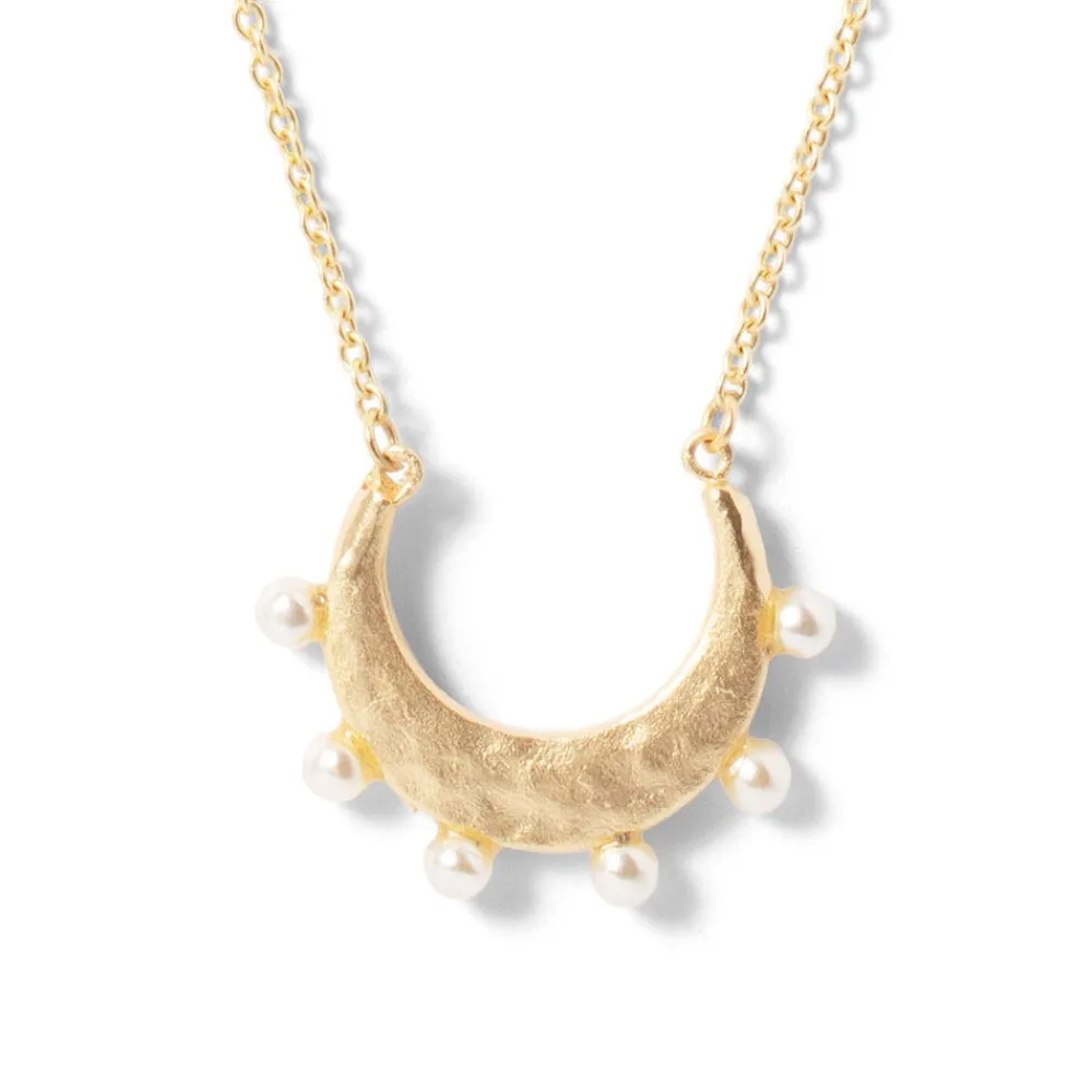 Hammered Crescent Pearl Pendant Necklace*The Met Store Store