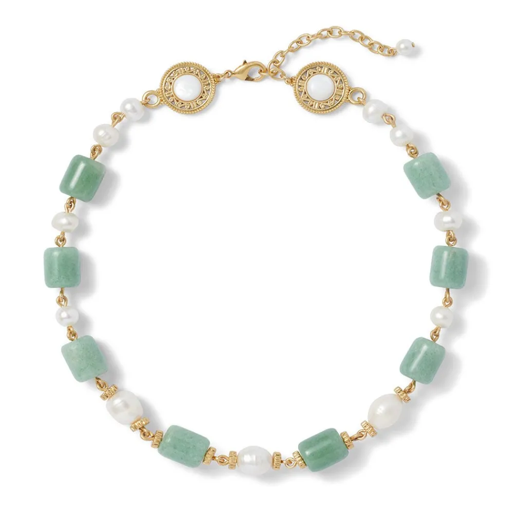 Karavas Gems Large-Bead Aventurine and Pearl Necklace*The Met Store Cheap
