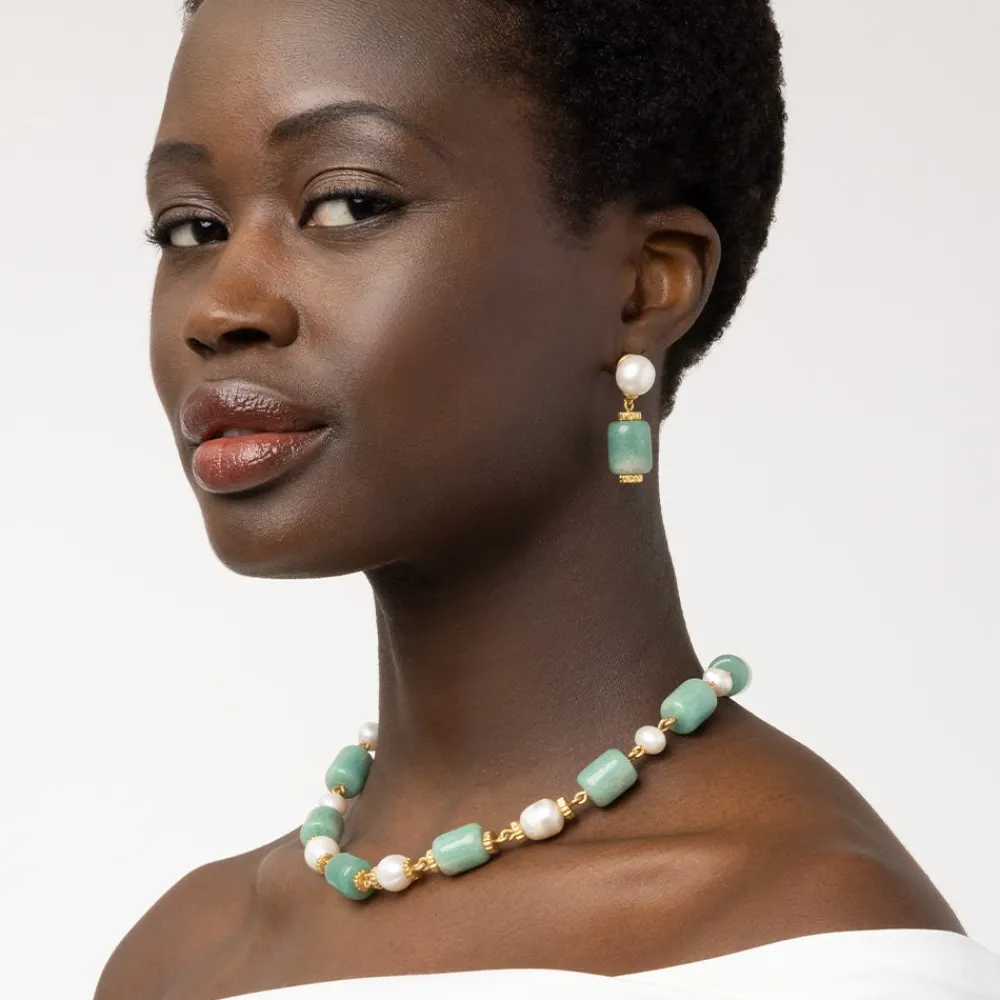 Karavas Gems Large-Bead Aventurine and Pearl Necklace*The Met Store Cheap