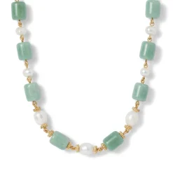 Karavas Gems Large-Bead Aventurine and Pearl Necklace*The Met Store Cheap