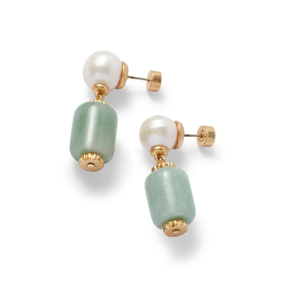 Karavas Gems Large-Bead Aventurine and Pearl Necklace and Drop Earrings Set*The Met Store Outlet