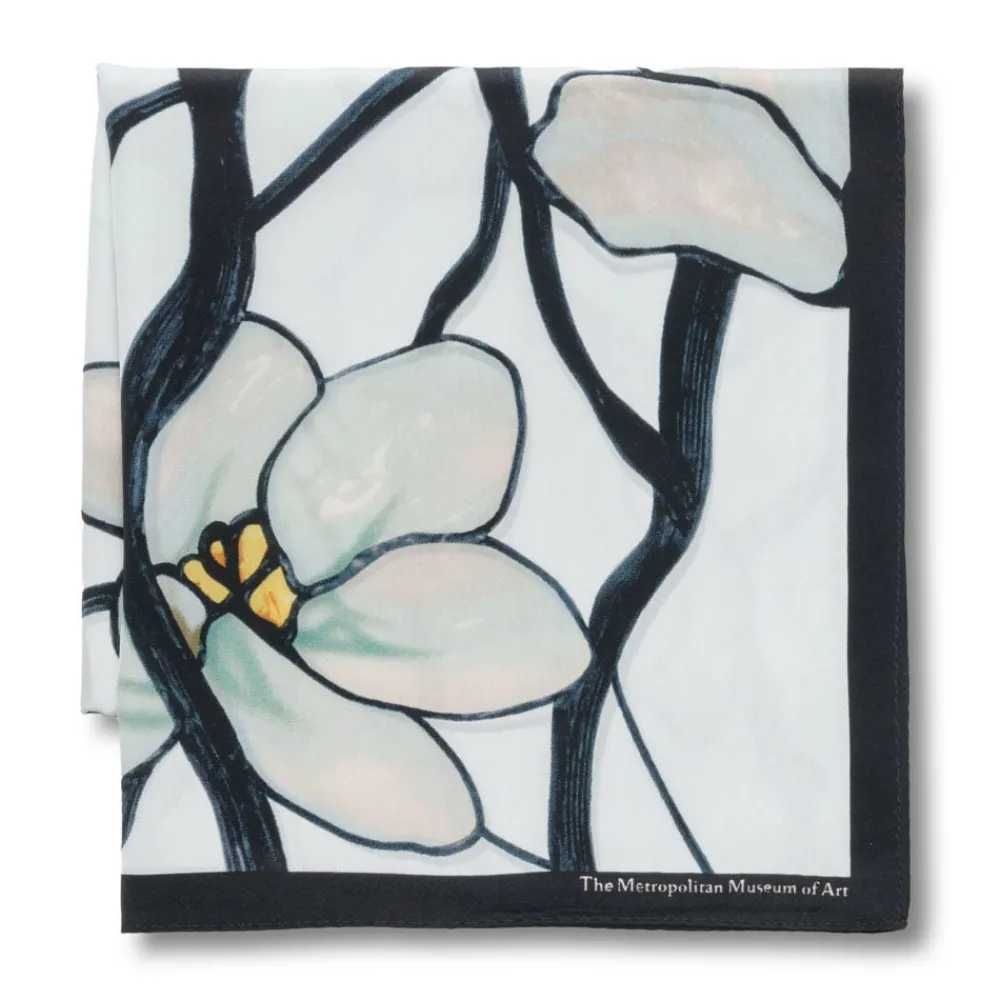 Louis C. Tiffany White Magnolia Oblong Silk Scarf*The Met Store Best Sale