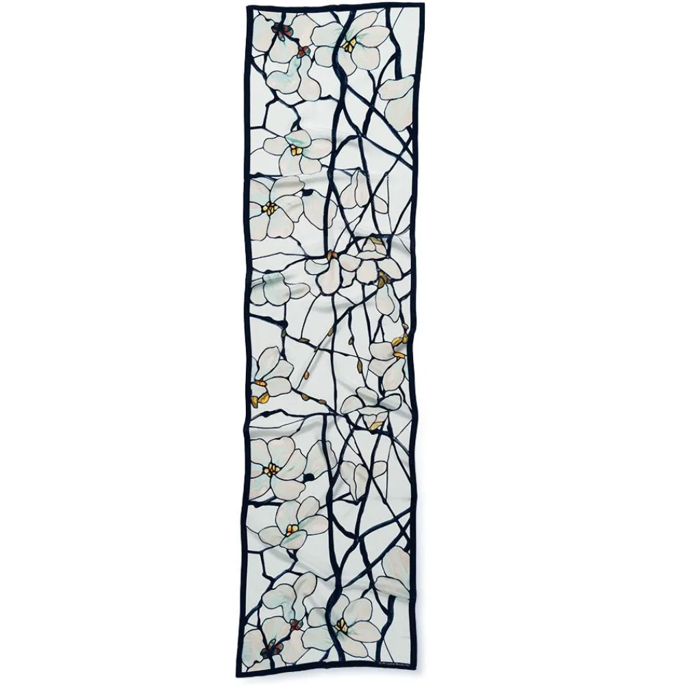 Louis C. Tiffany White Magnolia Oblong Silk Scarf*The Met Store Best Sale