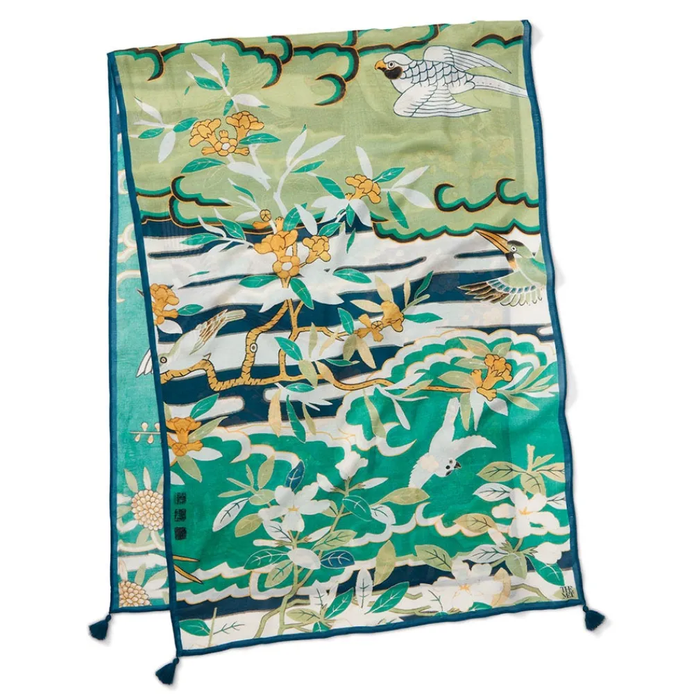 Ming Birds and Flowering Branches Oversize Oblong Scarf*The Met Store Best Sale