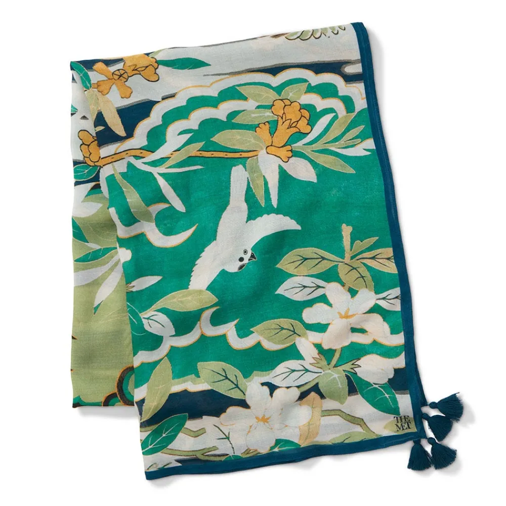 Ming Birds and Flowering Branches Oversize Oblong Scarf*The Met Store Best Sale