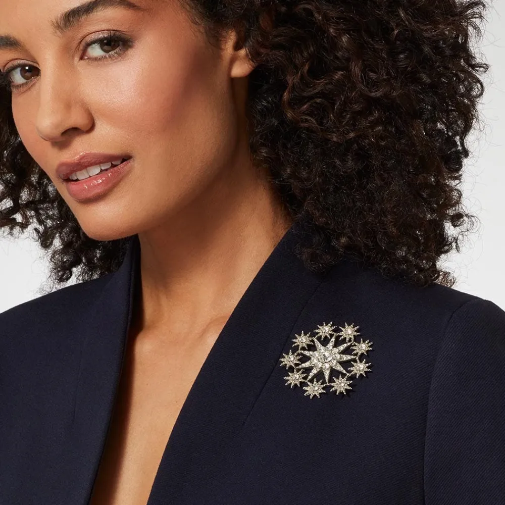 Ottoman Star Antiqued Silver Brooch*The Met Store Discount