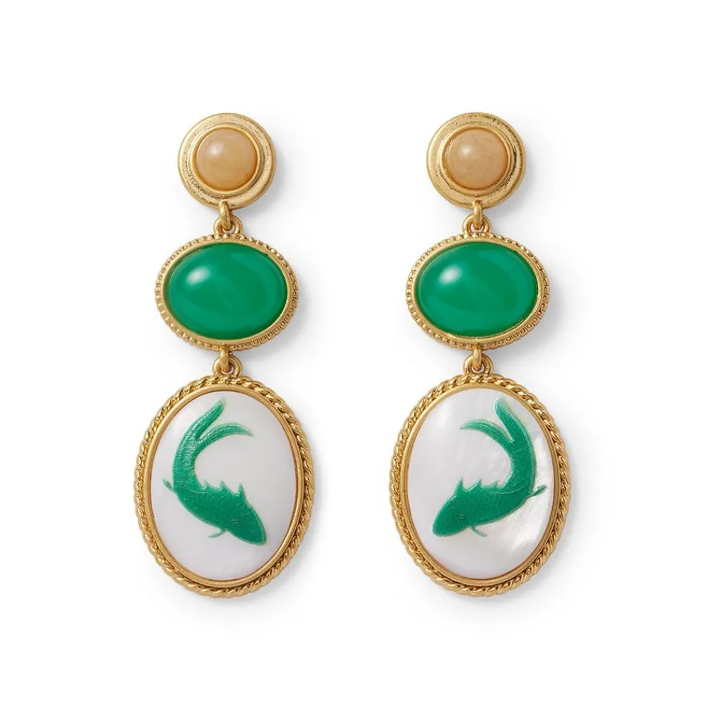 Qing Bottle Fish Cameo Drop Earrings*The Met Store Outlet