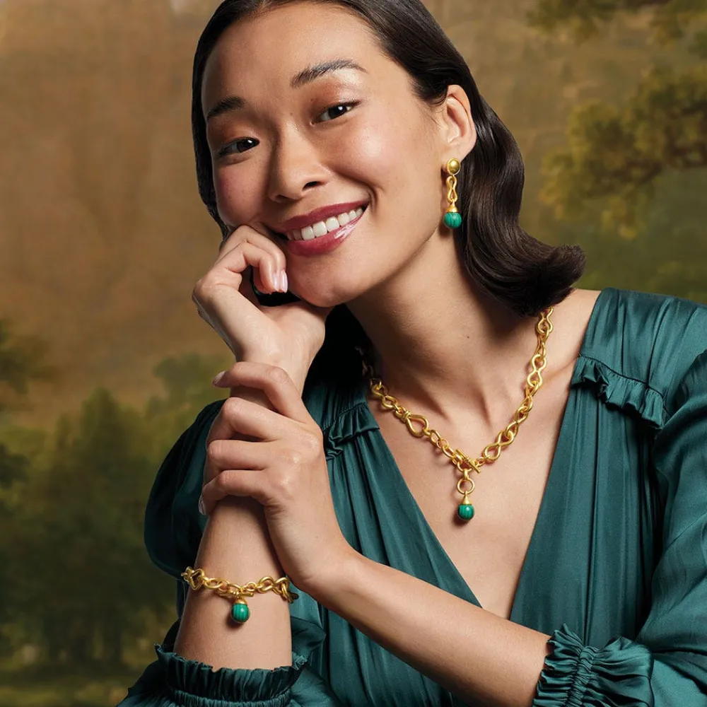 Roman Malachite Drop Earrings*The Met Store Best