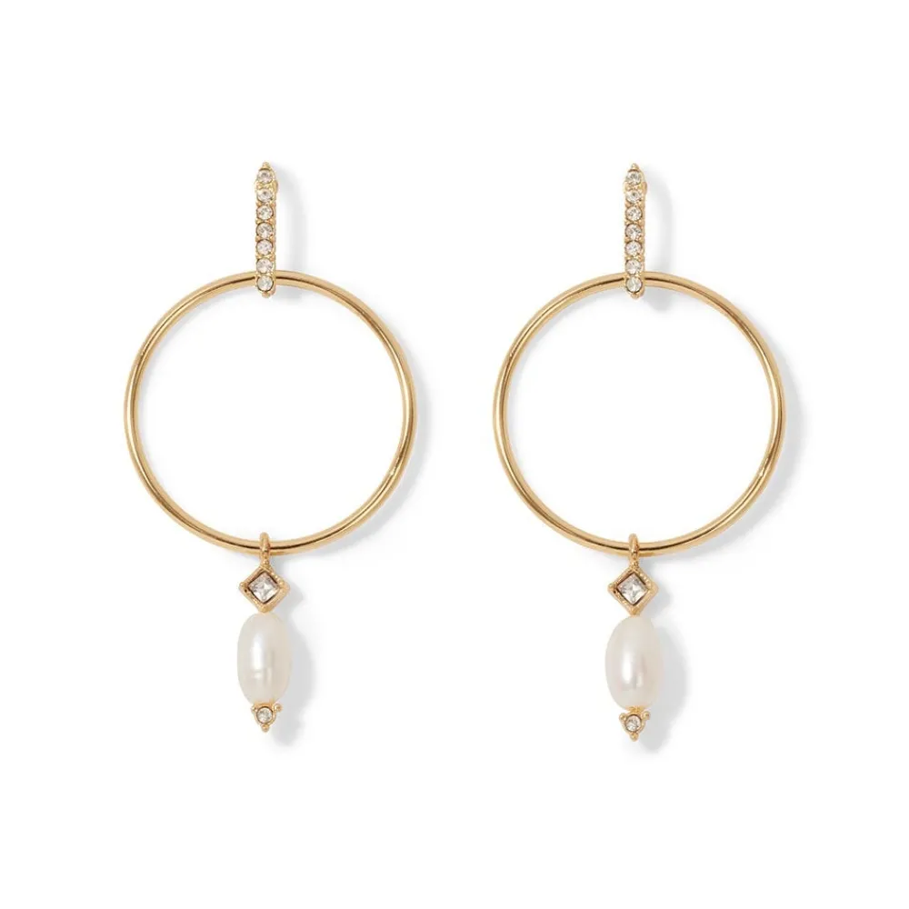 Royal Tudor Forward-Facing Hoop Earrings with Pearl Drops*The Met Store Clearance