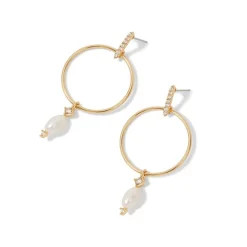 Royal Tudor Forward-Facing Hoop Earrings with Pearl Drops*The Met Store Clearance