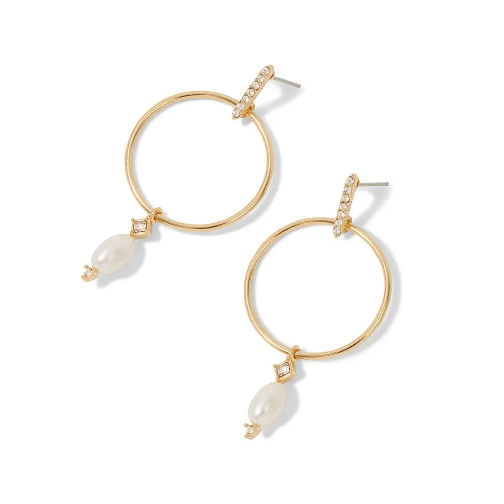 Royal Tudor Forward-Facing Hoop Earrings with Pearl Drops*The Met Store Clearance