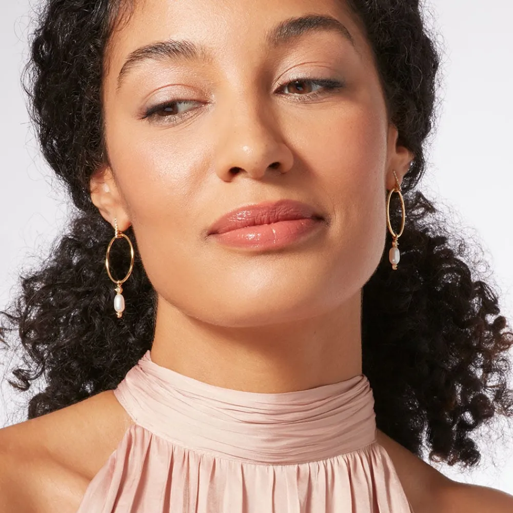 Royal Tudor Forward-Facing Hoop Earrings with Pearl Drops*The Met Store Clearance