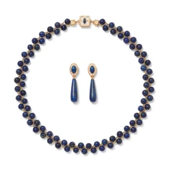Spanish Baldric Lapis Braided Necklace and Elongated Drop Earrings Set*The Met Store Hot