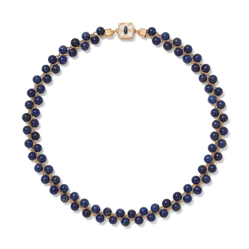Spanish Baldric Lapis Braided Necklace and Elongated Drop Earrings Set*The Met Store Hot