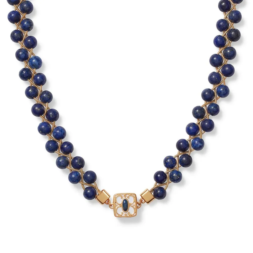 Spanish Baldric Lapis Braided Necklace and Elongated Drop Earrings Set*The Met Store Hot