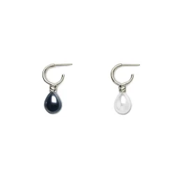 Venus Pearl Silver Drop Earrings, Black/White*The Met Store Best