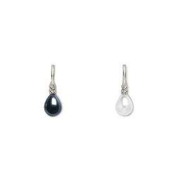 Venus Pearl Silver Drop Earrings, Black/White*The Met Store Best