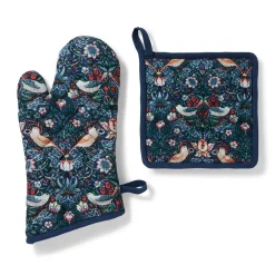 William Morris Strawberry Thief Pot Holder and Oven Mitt Set*The Met Store Clearance