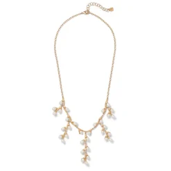 Willow Catkins Pearl Bib Necklace and Drop Earrings Set*The Met Store Cheap
